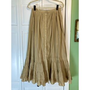 VTG RLL Ralph Lauren Maxi Skirt Tiered Ruffle Button Front Long Prairie sz 12